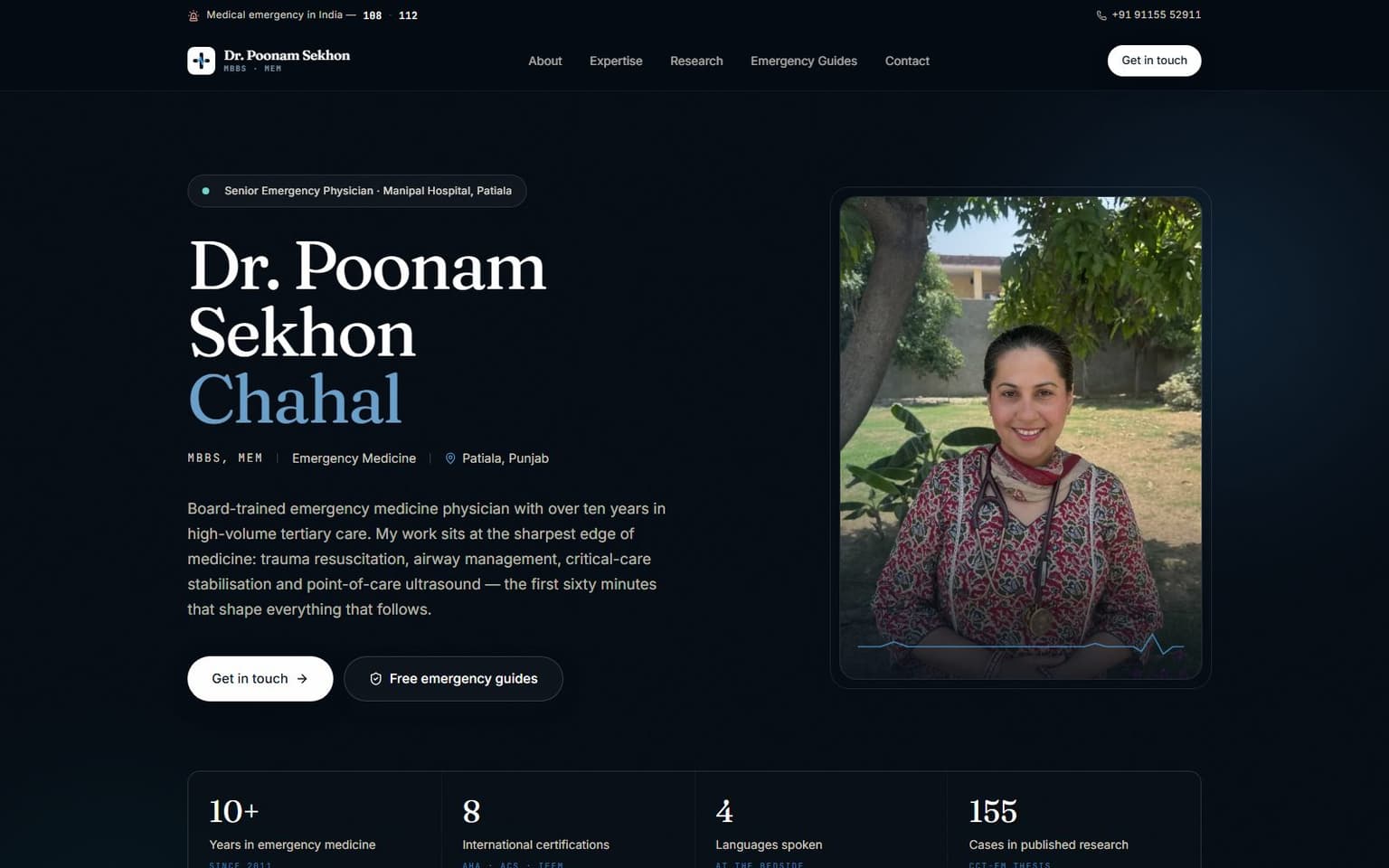 Dr. Poonam Sekhon Chahal website, desktop screenshot