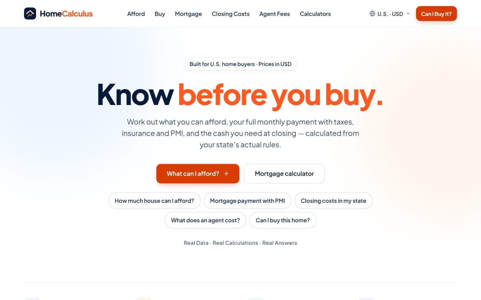 HomeCalculus website, desktop screenshot