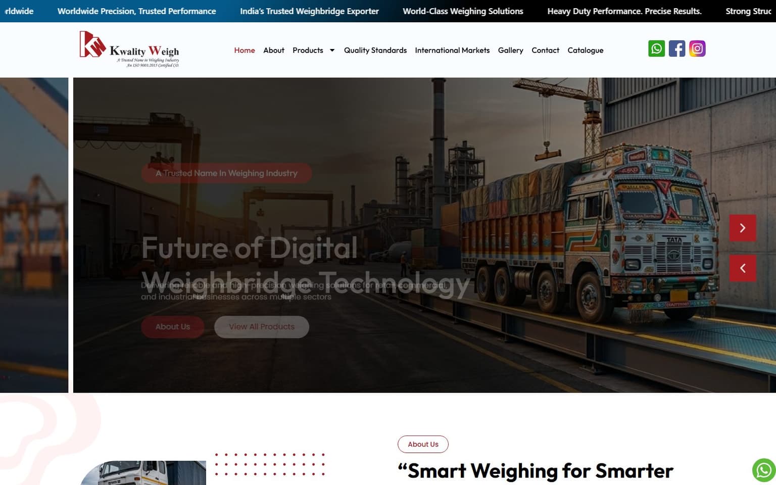 Kwality Weigh website, desktop screenshot