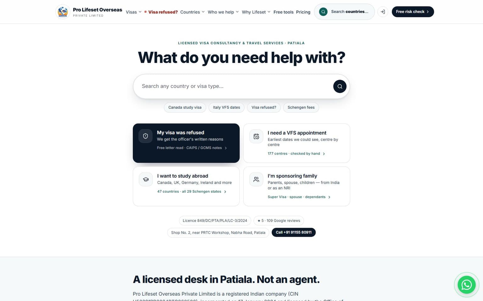 Lifeset Overseas website, desktop screenshot