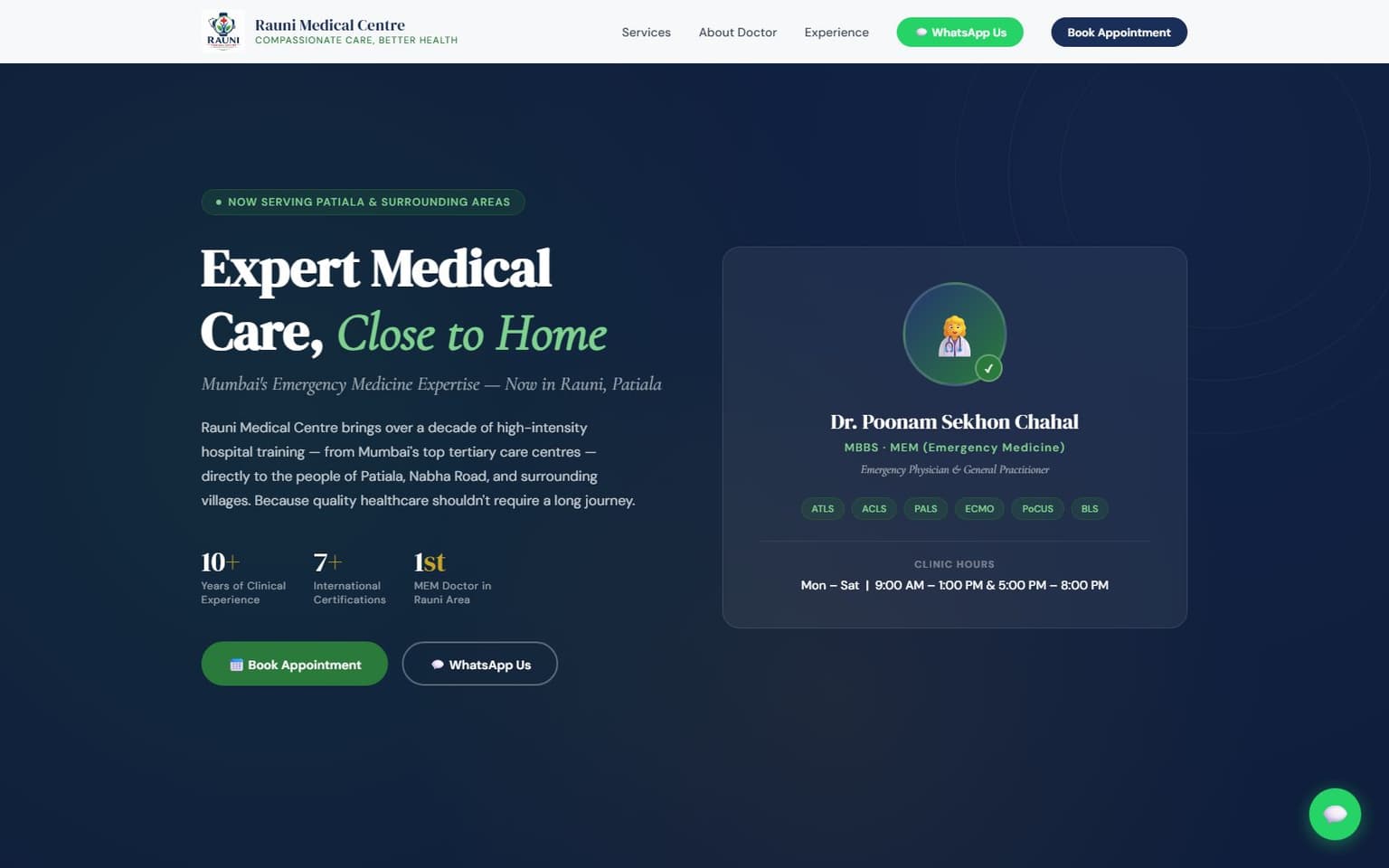 Doctor Poonam Sekhon website, desktop screenshot