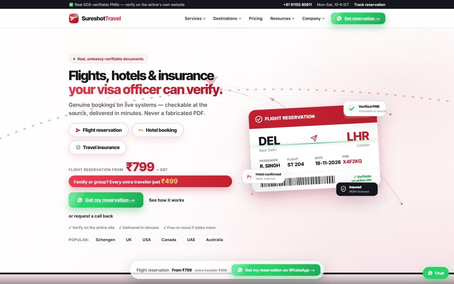 SureshotTravel website, desktop screenshot